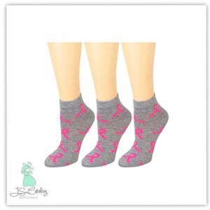 Breast Cancer Awareness Ribbon Print Ankle Socks